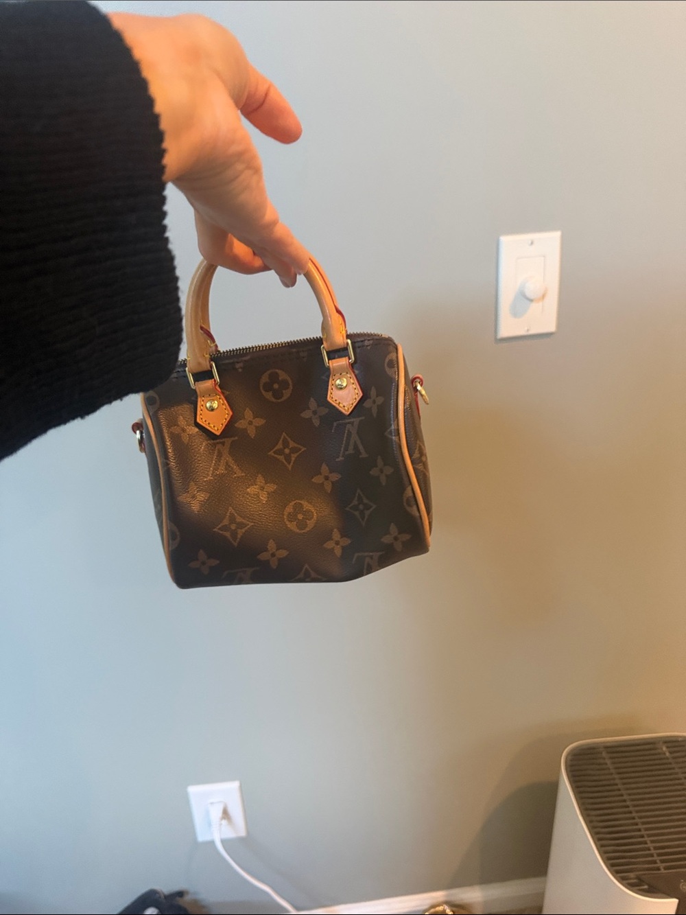 Classic Monogram Mini Satchel Handbag in Brown - Picture 3 of 3